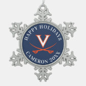 V Saber Tin Sneeuwvlok Ornament (Voorkant)