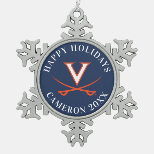 V Sabre Tin Sneeuwvlok Ornament (Voorkant)