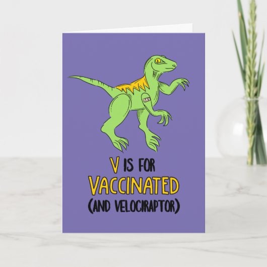 V staat voor Vaccinated Let's Get Together Dinosau Kaart (Voorkant)