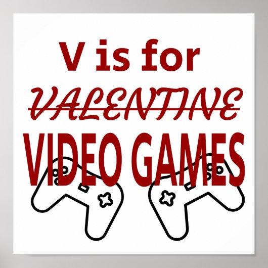 V staat voor videogame-valentijn poster (Voorkant)