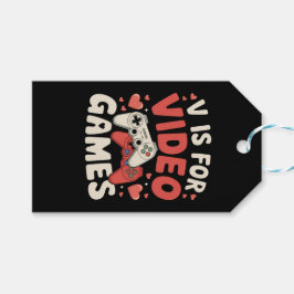 V staat voor videogames Funny Valentijnsdag Gamer Cadeaulabel