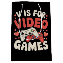 V staat voor videogames Funny Valentijnsdag Gamer Medium Cadeauzakje