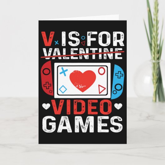 V staat voor videogames Valentijn Gamer Valentijns Kaart (Voorkant)
