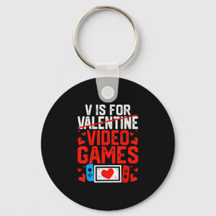 V staat voor videogeschenken Grappige Valentijnsda Sleutelhanger