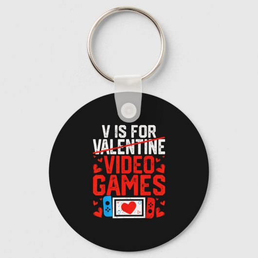 V staat voor videogeschenken Grappige Valentijnsda Sleutelhanger (Voorkant)