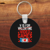 V staat voor videogeschenken Grappige Valentijnsda Sleutelhanger (Voorkant)