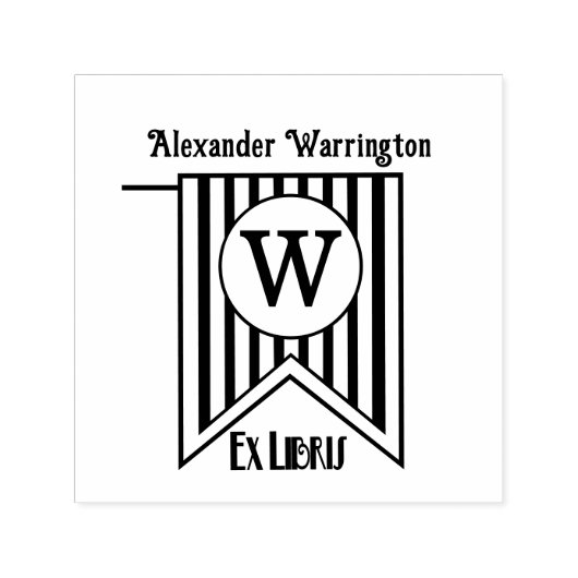 V Stripes Initiaal Banner Monogram Ex Libris Boek Zelfinktende Stempel (Design)