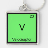 V - Symbool Velociraptor Funny Chemistry Element Sleutelhanger (Voorkant)