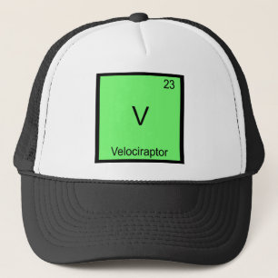 V - Symbool Velociraptor Funny Chemistry Element Trucker Pet