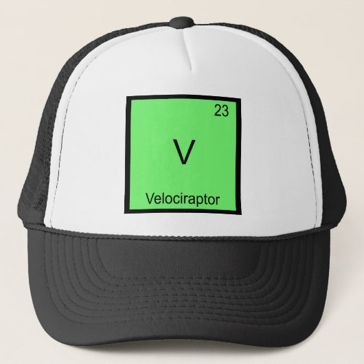 V - Symbool Velociraptor Funny Chemistry Element Trucker Pet (Voorkant)