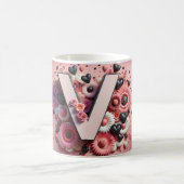 V Valentine Alphabet 3D Magische Mok (Center)