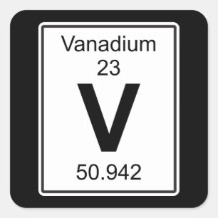 V - vanadium vierkante sticker