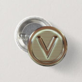 V - Vegan letters 1/5 Ronde Button 3,2 Cm (Voorkant /achterkant)