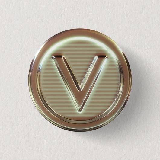 V - Vegan letters 1/5 Ronde Button 3,2 Cm (Voorkant)
