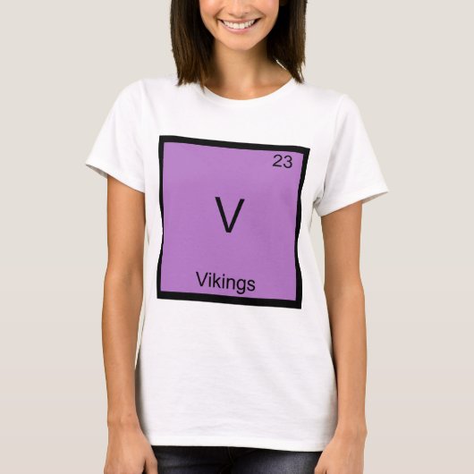 V - Vikings Funny Element Chemistry Symbol T-shirt (Voorkant)