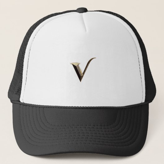 "V" Visor Letter gedrukt Monogram Schattige haar I Trucker Pet (Voorkant)