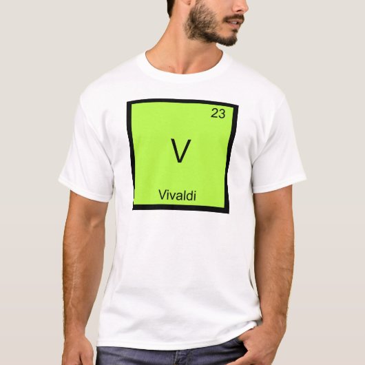 V - Vivaldi Funny Chemistry Element Symbol T-Shirt (Voorkant)