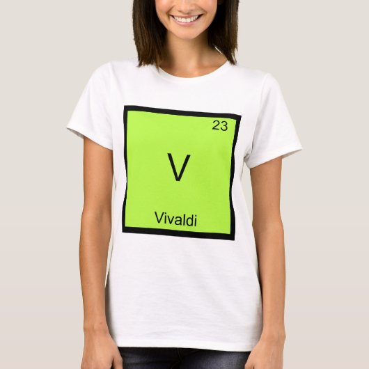 V - Vivaldi Funny Chemistry Element Symbol T-Shirt (Voorkant)