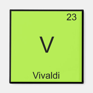 V - Vivaldi Grappig Chemie Element Symbool T-Shirt Magneet