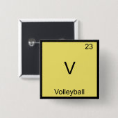 V - Volleybal Grappig Chemie Element Symbool T-shi Vierkante Button 5,1 Cm (Voorkant /achterkant)