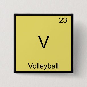 V - Volleybal Grappig Chemie Element Symbool T-shi Vierkante Button 5,1 Cm