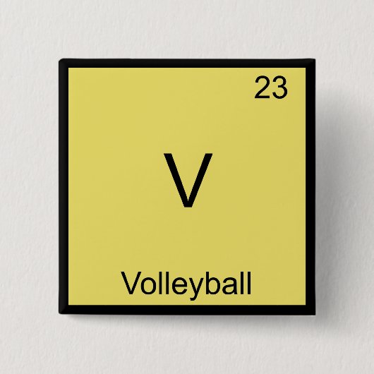 V - Volleybal Grappig Chemie Element Symbool T-shi Vierkante Button 5,1 Cm (Voorkant)