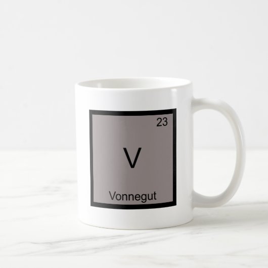 V - Vonnegut Funny Chemistry Element Symbol T-shir Koffiemok (Rechts)