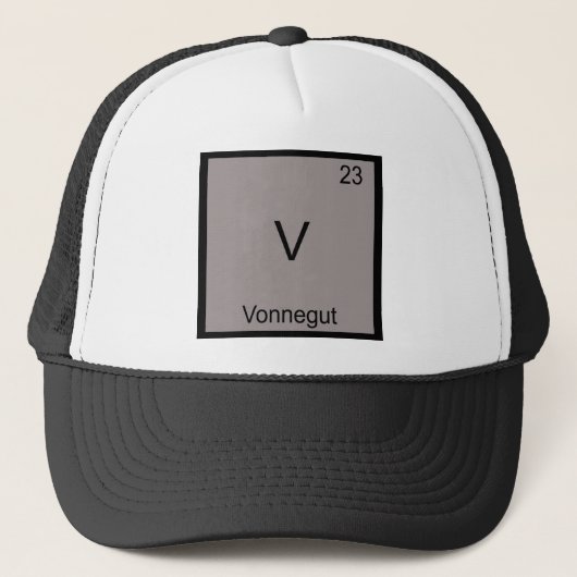 V - Vonnegut Grappige Chemie Elementsymbool T-shir Trucker Pet (Voorkant)