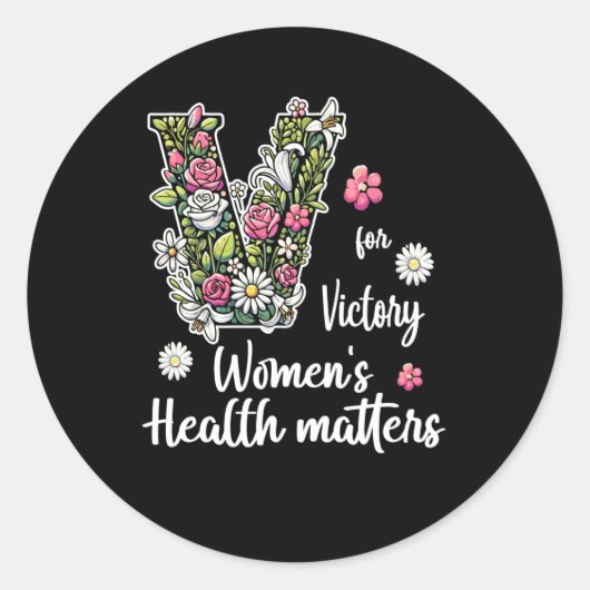 V voor de overwinning; de gezondheid van vrouwen ronde sticker (Voorkant)