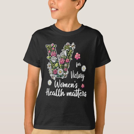V voor de overwinning; de gezondheid van vrouwen t-shirt (Voorkant)