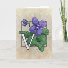 V voor het Monogram van de Bloem van Viooltjes Notitiekaartje
