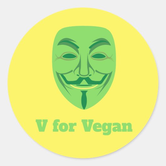 V voor veganist ronde sticker (Voorkant)