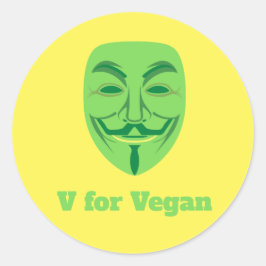V voor veganist ronde sticker