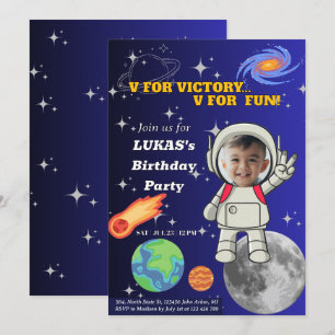 V Voor Victory V Voor Plezier Astronaut Jongen Ver Kaart