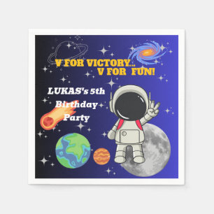 V Voor Victory V Voor Plezier Astronaut Jongen Ver Servet