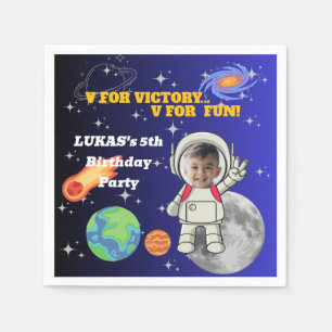 V Voor Victory V Voor Plezier Astronaut Jongen Ver Servet