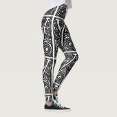 V voor Victory Zwart & Wit Handgemaakte Yoga Broek Leggings (Rechts)