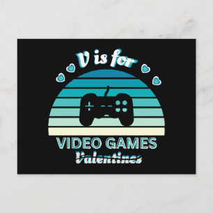 V voor Videogames Niet Valentijn - Grappige Retro Feestdagenkaart
