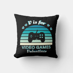 V voor videogames niet Valentijns - Funny Retro Co Kussen