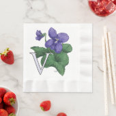 V voor Violet Floral Monogram Servetten (Insitu)