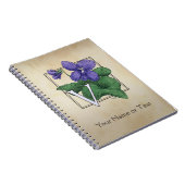 V voor Violet Flower Alphabet Monogram Notitieboek (Rechterzijde)