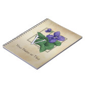 V voor Violet Flower Alphabet Monogram Notitieboek (Linkerzijde)