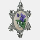 V voor Violets Flower Monogram Artwork Tin Sneeuwvlok Ornament (Links)