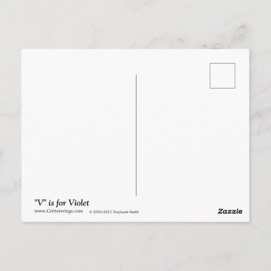 V voor Violets Flower Monogram Briefkaart (Achterkant)