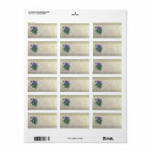V voor Violets Flower Monogram Etiket (Full Sheet)
