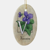 V voor Violets Flower Monogram Keramisch Ornament (Rechts)