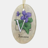 V voor Violets Flower Monogram Keramisch Ornament (Links)