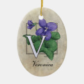 V voor Violets Flower Monogram Keramisch Ornament (Voorkant)