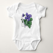 V voor Violets Flower Monogram Romper (Voorkant)