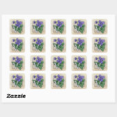 V voor Violets Flower Monogram Vierkante Sticker (Vel)